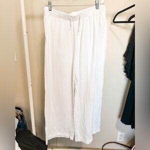 Just Living White High Rise Cotton Gauze Textured Wide Leg Pants size large